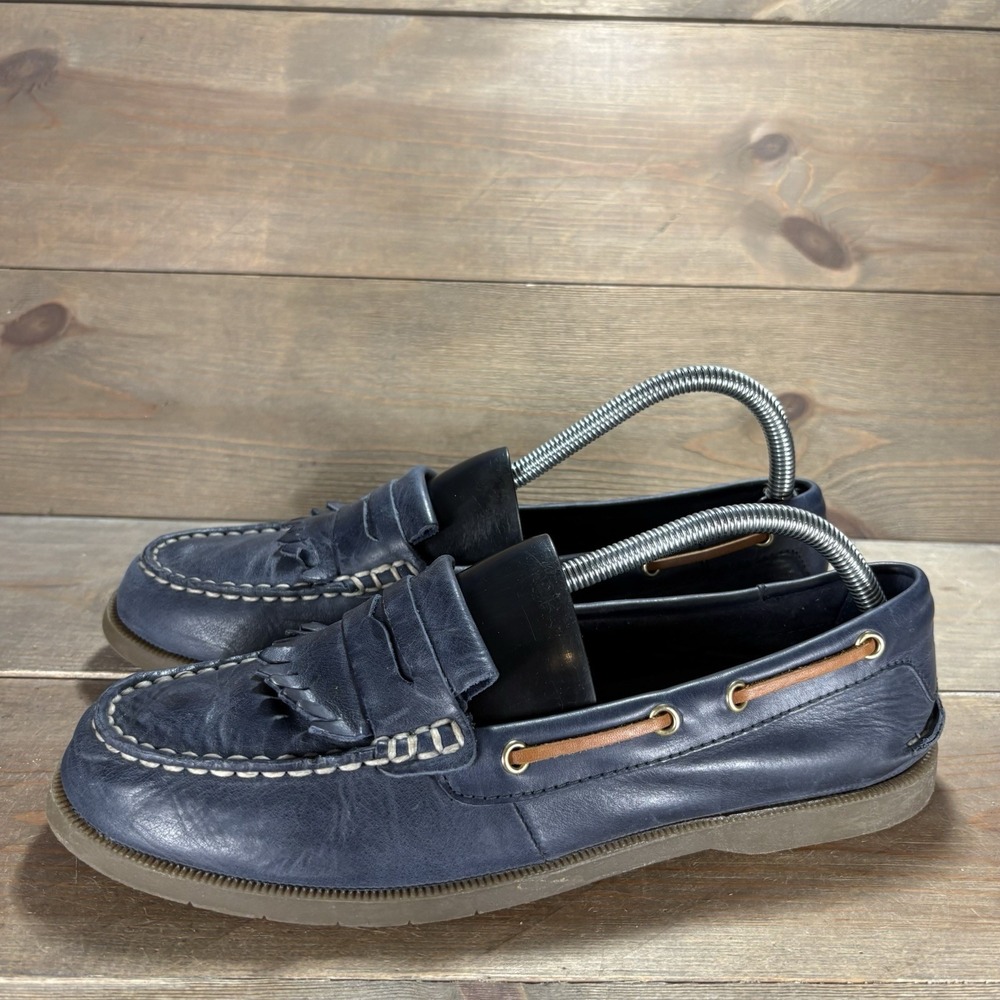 sperry womens size 9 shoes blue leather slip on tassel comfort loafers